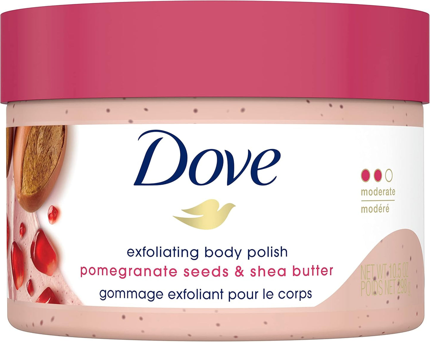 Dove Exfoliating Body Polish – Macadamia & Rice Milk + Pomegranate & Shea Butter, 298g Each