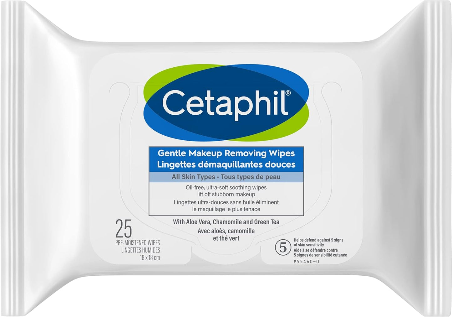 Cetaphil Gentle Makeup Removing Wipes with Aloe Vera, Chamomile & Green Tea – 500 mL
