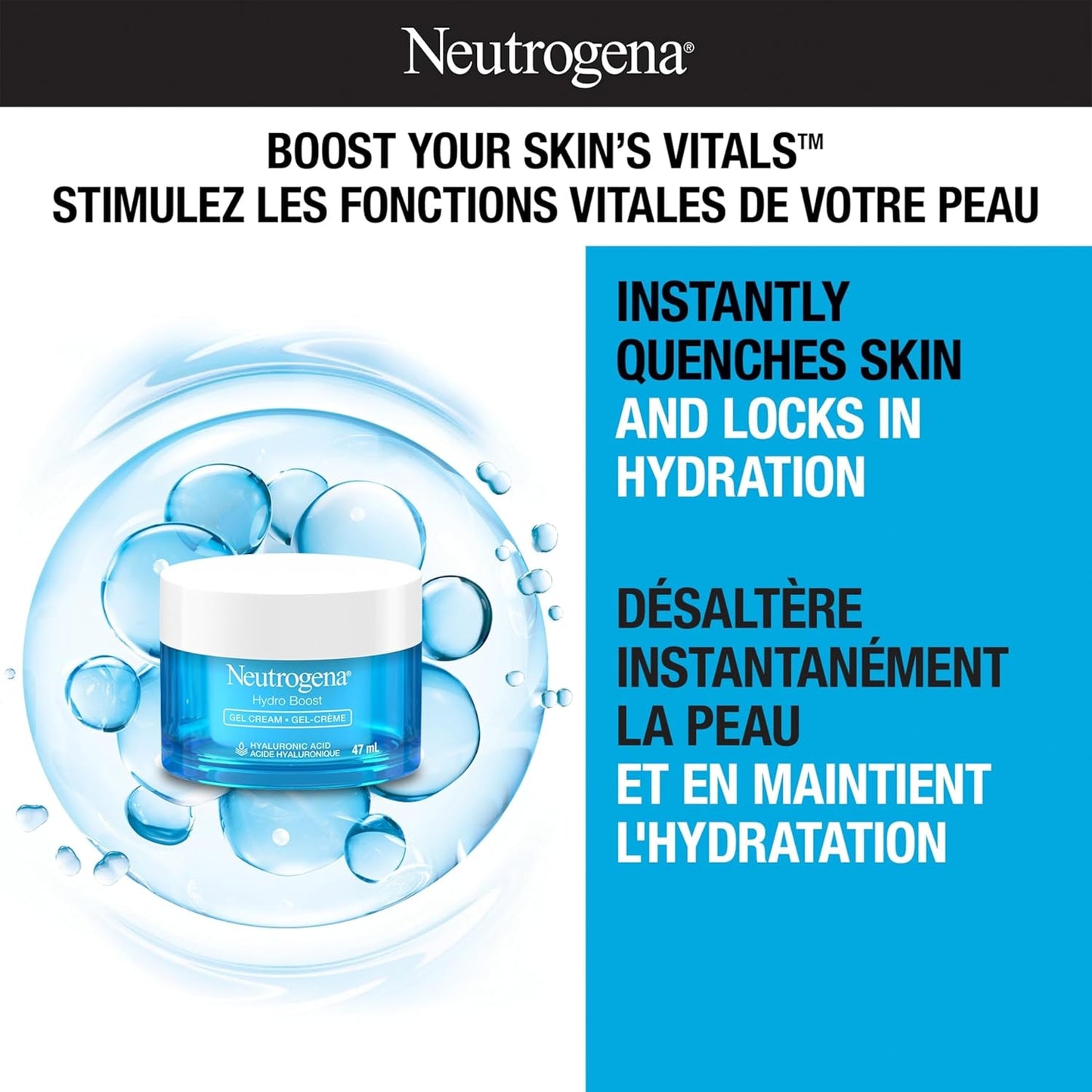 Hydro Boost Gel Cream Face Moisturizer - Oil-Free Facial Cream with Hyaluronic Acid for Dry Skin - Lightweight, Non-Comedogenic Daily Hydrating Formula, 47Ml