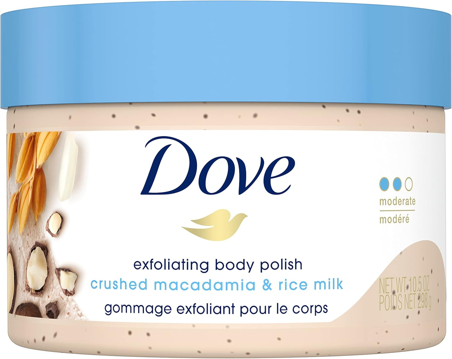Dove Exfoliating Body Polish – Macadamia & Rice Milk + Pomegranate & Shea Butter, 298g Each